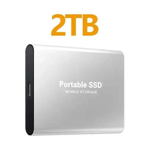 Disque dur externe Portable SSD, Usb3.1,haute vitesse pour ordinateur Portable/PC/MAC/téléphone-Argent 2TB