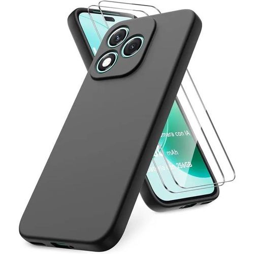 Coque Pour Honor 400 Lite 5g + 2 Verres Trempé - Etui Housse Silicone Noir Vitre Protection Ecran Verre Trempé
