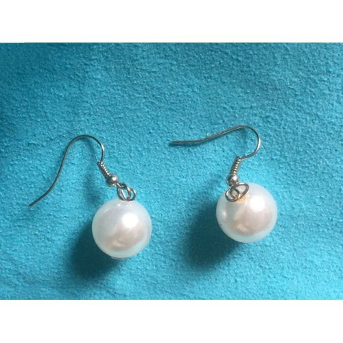 Boucles D'oreilles Perle Écru Nacrée Pour Oreilles Percées