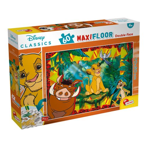 Lisciani Maxi Puzzle Pour Enfants A Partir De 4 Ans 60 Pi Ces 2 En 1 Double Face Recto Verso Avec Le Dos Colorier - Disney Roi Lion - 91751