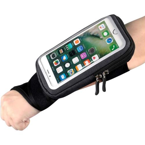 Sport Brassard Avant-Bras Band Vélo Téléphone Support De Fixation, D'équitation Bracelet Pochette Sac Avec Clé Id Cash Support Pour Vélo, Jogging, Exercice, Sports Pour Smartphone 5.5 Pouces (Noir)