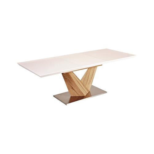 Table Extensible 10 Personnes - Alaras - 160-220 X 90 X 75 Cm - Blanc Laqué