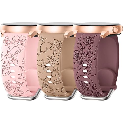 3 Pièces Floraux Bracelet Compatible Avec Samsung Galaxy Watch 7/4/6/5 40mm 44mm, Watch 6/4 Classic 43mm 47mm 42mm 46mm, Watch 5 Pro 45mm, Watch 3 41mm, Bracelet 20mm En Silicone F[Dai6280004]