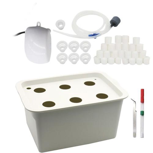 Système de culture hydroponique Cabinet Box 6 trous Balcon Culture de légumes Kit de réservoir hydroponique Kit de démarrage pour jardin d'herbes aromatiques Culture Fu