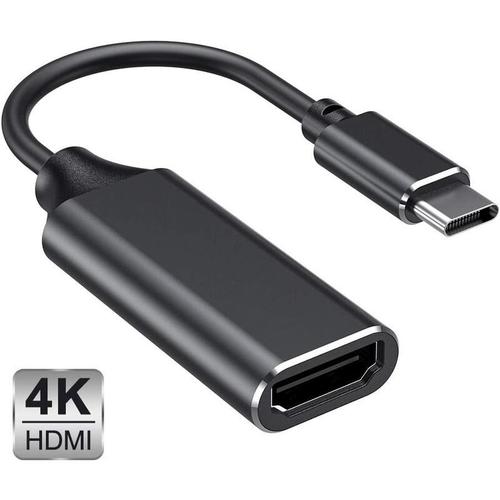 Adaptateur USB C vers HDMI adaptateur Type C vers HDMI 4K compatible Thunderbolt 3 pour MacBook Pro 2018/2017 iPad Pro 2018 Samsung Note 9/S9/S10 Huawei Mate 20/P20 et plus Noir