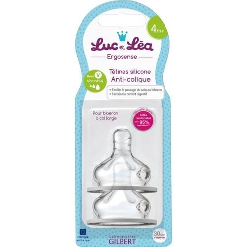 Lot De 2 Tétines Silicone Anti-Colique 4m+ Débit Variable De Luc Et Léa