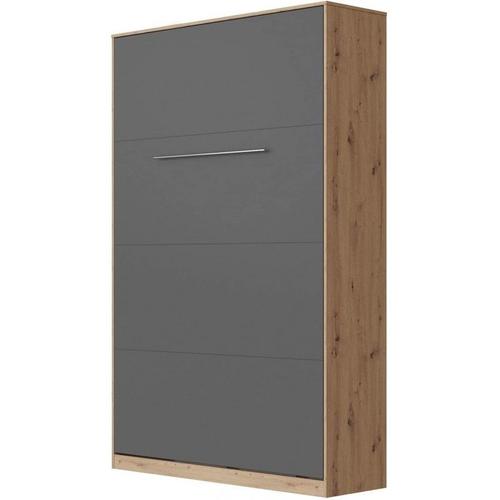 Armoire Lit Escamotable 120x200cm Vertical Lit Rabattable Lit Mural Supérieur Chêne Sauvage/Anthracite