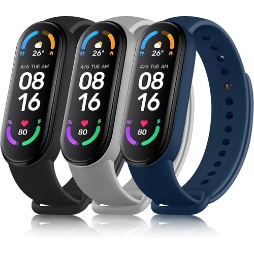 Bracelet Compatible Avec Xiaomi Mi Band 6 / Mi Band 5/Amazfit Band 5 Femme Homme, Silicone Bracelet De Remplacement Réglable Pour Xiaomi Mi Band 5/Mi Band 6 (Noir/Gris/Bleu Marine)[Dai6282267]