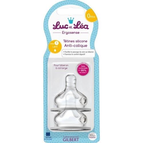 Lot De 2 Tétine Silicone Anti-Colique 0m+ Débit Lent De Luc Et Léa