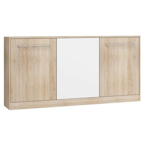 Armoire Lit Escamotable Horizontal 90x200 Cm Sonoma Blanc Lit Rabattable Lit Mural Roddy