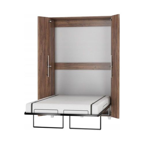 Armoire Lit Escamotable Vertical 120x200 Cm Couleur Tabac Foncé Avec Porte Lit Rabattable Lit Mural Todor
