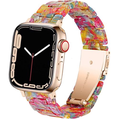 Bracelet Compatible Avec Iwatch 42 Mm, 44 Mm, 45 Mm, 49 Mm, Bracelets De Rechange En Résine Colorée Pour Apple Watch Series 8,Ultra,7,Se,6/5,4/3 Pour Homme Et Femme, Bonbons Arc-En[Dai6283713]