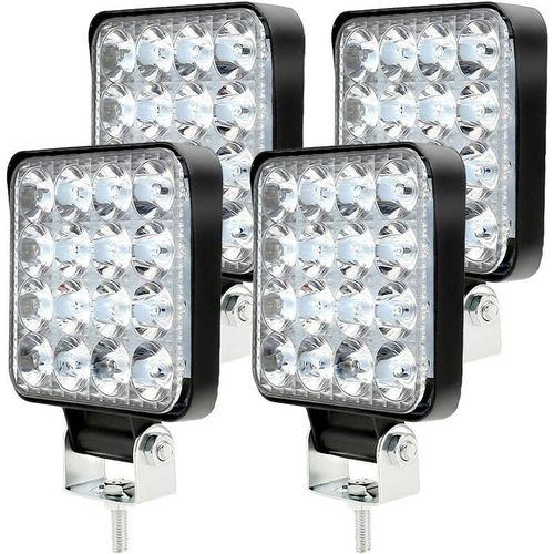 4pcs 48w Lampe De Travail Led, Ip 67 Étanche 12v Voiture Led Projecteur, Lampe De Travail Led Pour Bateau Suv, Camion, Tracteur (4pcs)