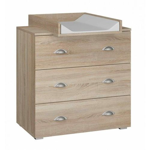 Commode À Langer Bébé Enfant Sonoma Table À Langer + Matelas À Langer Amovible 80x48x90cm- 3 Tiroirs Mia