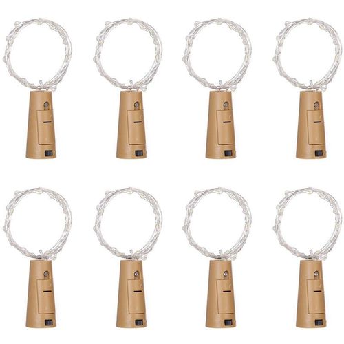 Paquet De 8 Lumières De Bouteille De Vin 6.6ft 20 Led Guirlandes Lumineuses À Piles Pour Chambre À Coucher Fête De Noël Lumière Violette