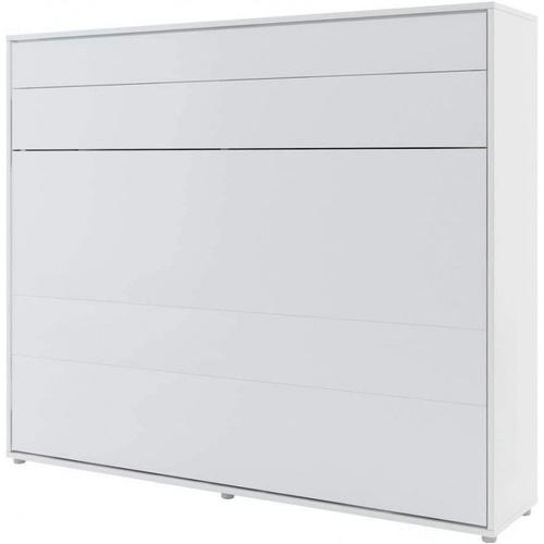 Lenart Armoire Lit Escamotable Horizontal 160x200 Cm Blanc Mat Lit Rabattable Lit Mural"Consus"