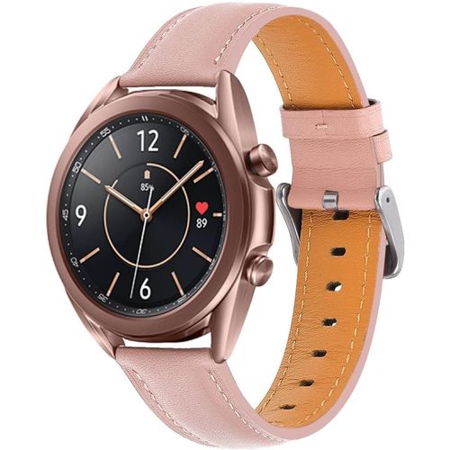 Bracelet En Cuir Véritable Compatible Avec Galaxy Watch 3 41 Mm/45 Mm, Bracelet Femme Homme 20 Mm/22 Mm Pour Galaxy Watch 42 Mm/Watch 4 Classic/Watch 46 Mm Smartwatch 46 Mm[Dai6282323]