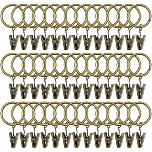 100 Pièces Crochets De Rideau Anneaux De Douche Crochets De Rideau De Douche Décoratifs Crochets Glissants (Bronze)