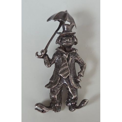 Médaille Clown En Argent Vieilli