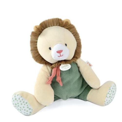 Peluche Doudou Lion Beige Et Vert