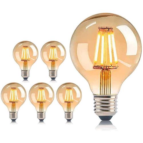 Lot De 6 Ampoules Edison Vintage E27 Led Blanc Chaud, Ampoules Vintage À Incandescence E27 4 W, Ampoule Rétro Idéale Pour Éclairage Nostalgique Et Rétro