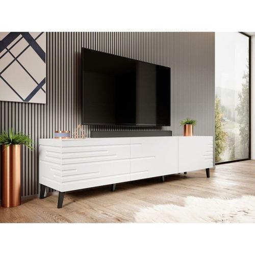 Meuble Tv 186x48x40 Cm Blanc Novak Meuble Hi-Fi Luxueux Sideboeard Sur Pied