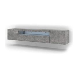 Meuble Tv Bas Universel 200 Cm À Suspendre Ou À Poser Sideboeard Béton Avec Led