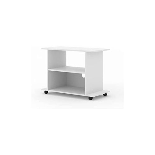 Meuble Tv Commode Tv Yogi Blanc 60x80x40cm (Hxlxp) 2étagères Avec Roues Design Moderne De Haute Qualité
