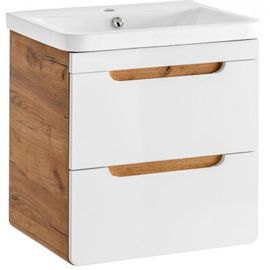 Meuble Vasque Salle De Bain + Lavabo 50x59x39cm Aruba Blanc 824 Moderne De Haute Qualité