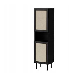 Meuble Vitrine De Rangement Sur Pied 50x180x40 Noir Mat Modèle Yota