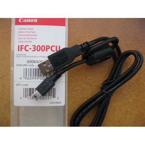 Canon IFC-300PCU - Câble de synchronisation pour appareil photo - USB (M) pour connecteur pour appareil photo numérique (M) - 1.5 m - noir - pour Canon MV850; Digital IXUS i; LEGRIA HF G40, HF...