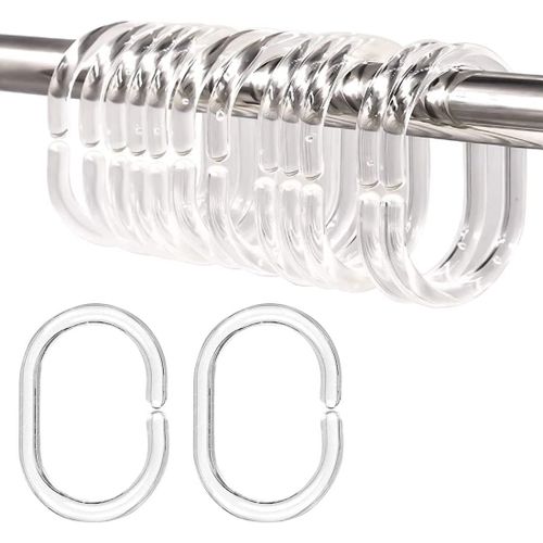 24 Pièces Anneau De Rideau Transparent, Anneau De Douche En Plastique, Anneau De Rideau De Douche En Forme De C, Anneau De Suspension De Rideau, Adapté À La Salle De Bain