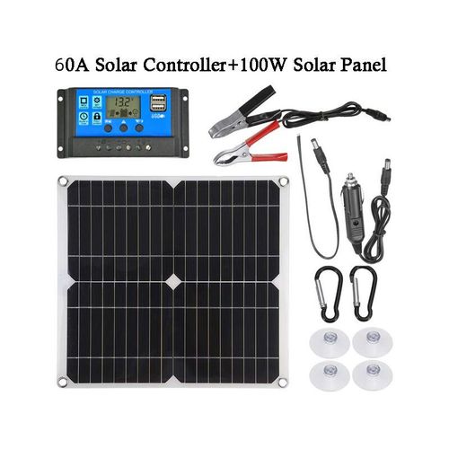 Contrôleur de charge de batterie de kit de panneau solaire 100W 60A 12V