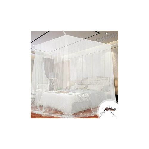 Moustiquaire De Lit Carrée, Baldaquin En Polyester Lits, Moustiquaire Pour Lit Double Et Lit Simple Avec Outil D'installation, Pour Se Protéger Efficacement Des Moustiques, Blanc (2 * 2 * 1.8cm)