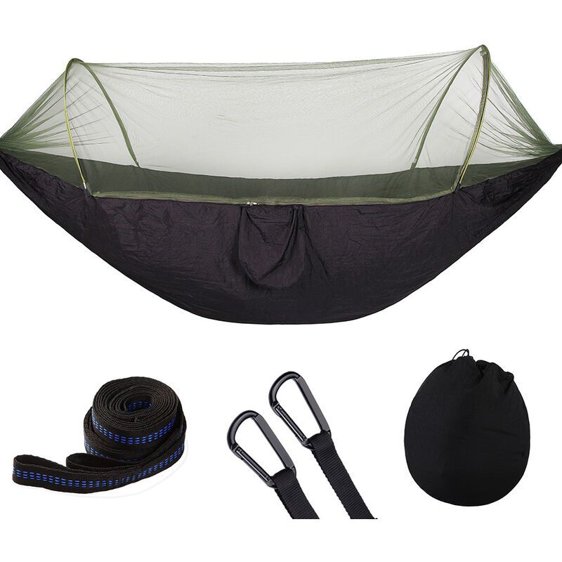 Hamac Simple, Hamac De Camping Avec Moustiquaire Pop-Up, Lit-Balançoire D'extérieur Léger Et Portable, Parachute, Noir 250120