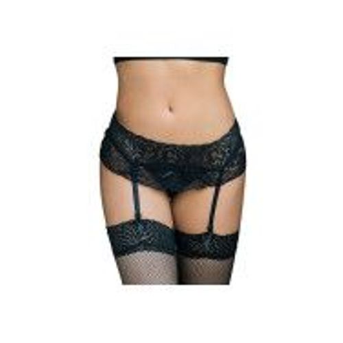 Queen Lingerie Jarretelles Et String Motif Floral Rouge L/Xl
