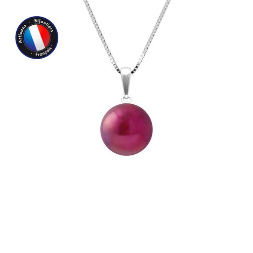 Perlinea - Pendentif - Perle De Culture D'eau Douce - Bouton Diamètre 9-10 Mm Rose - Bijoux Femme - Or Blanc