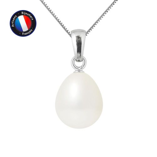 Perlinea - Pendentif - Perle De Culture D'eau Douce - Bouton Diamètre 9-10 Mm Rose - Bijoux Femme - Or Blanc
