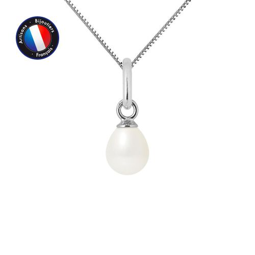 Perlinea - Pendentif - Perle De Culture D'eau Douce - Bouton Diamètre 5-6 Mm Rose - Bijoux Femme - Or Blanc