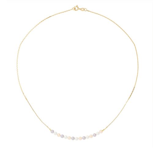Perlinea - Collier "Love Pearls" - Véritables Perles De Culture D'eau Douce 3-4mm - Multicolore - Or Jaune - Bijoux Femme