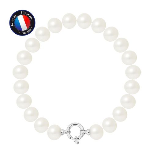 Perlinea - Bracelet - Perles De Culture D'eau Douce - Semi Ronde 9-10 Mm Black Tahiti - Bijoux Femme - Argent 925 Millièmes