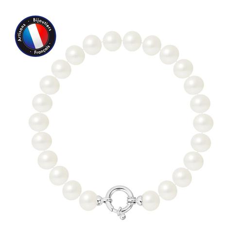 Perlinea - Bracelet - Perles De Culture D'eau Douce - Semi Ronde 8-9 Mm Black Tahiti - Bijoux Femme - Argent 925 Millièmes