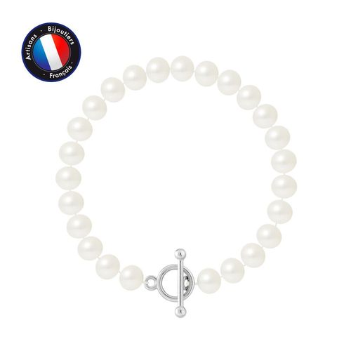 Perlinea - Bracelet - Perles De Culture D'eau Douce - Semi Ronde 7-8 Mm Black Tahiti - Bijoux Femme - Argent 925 Millièmes