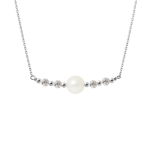 Perlinea - Collier "Queen Crystal"- Véritable Perle De Culture D'eau Douce 9-10 Mm - Black Tahiti - Argent 925/1000° - Bijou Femme