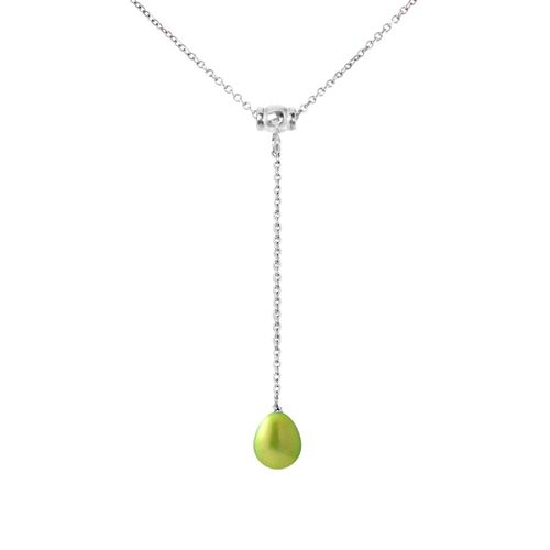 Perlinea - Collier "Cravate" - Perle De Culture D'eau Douce Poire 9-10 Mm - Coloris Blanc Naturel - Argent 925 Millièmes - Bijoux Femme