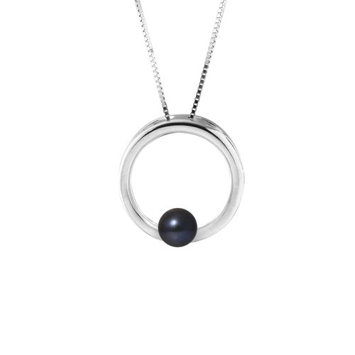 Perlinea - Collier Circle - Perle De Culture D'eau Douce - Diamètre 6-7 Mm Rose - Bijoux Femme - Argent 925 Millièmes