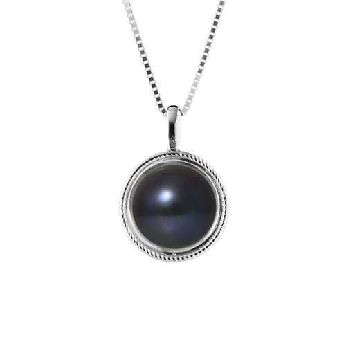Perlinea - Collier Simple - Perle De Culture D'eau Douce - Diamètre 9-10 Mm Rose - Bijoux Femme - Argent 925 Millièmes