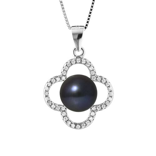Perlinea - Collier Trèfle - Perle De Culture D'eau Douce - Diamètre 9-10 Mm Blanc - Bijoux Femme - Argent 925 Millièmes