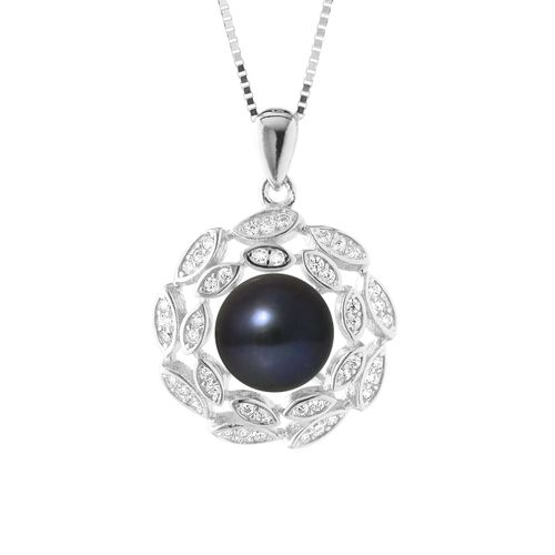 Perlinea - Collier Corolle - Perle De Culture D'eau Douce Bouton 8-9 Mm Blanc - Bijoux Femme - Argent 925 Millièmes