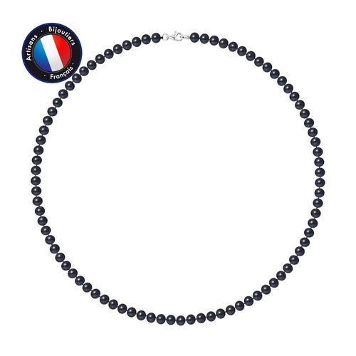 Perlinea - Collier - Perle D'eau Douce - Semi Ronde 5-6 Mm Blanc - Argent 925 Millièmes - Bijoux Femme